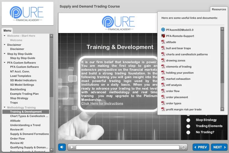 Pure Financial Academy trading course resources