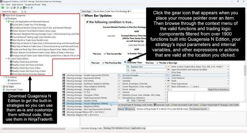 Quagensia N Edition visual strategy builder